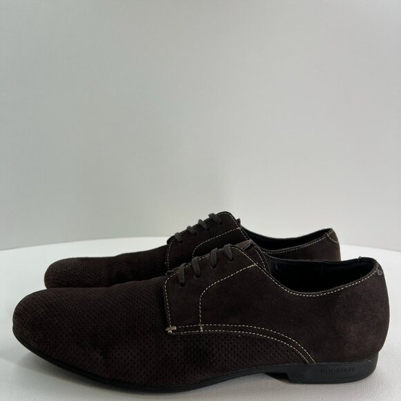 Bugatchi Suede Perforated Derby Dress Shoes Mens 10 Lace Up Casual Leather Brown main image 13